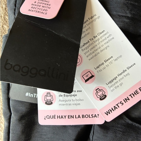 Baggallini Tote Messenger Travel Commuter Bag Black NWT - Picture 4 of 15